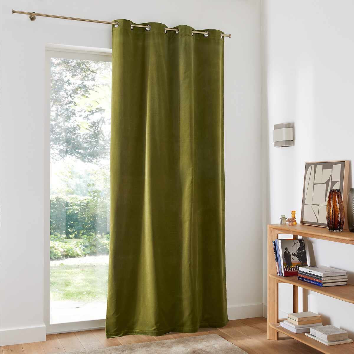 Vorhang Velvet, Ösen, Samt moosgrün, LA REDOUTE INTERIEURS