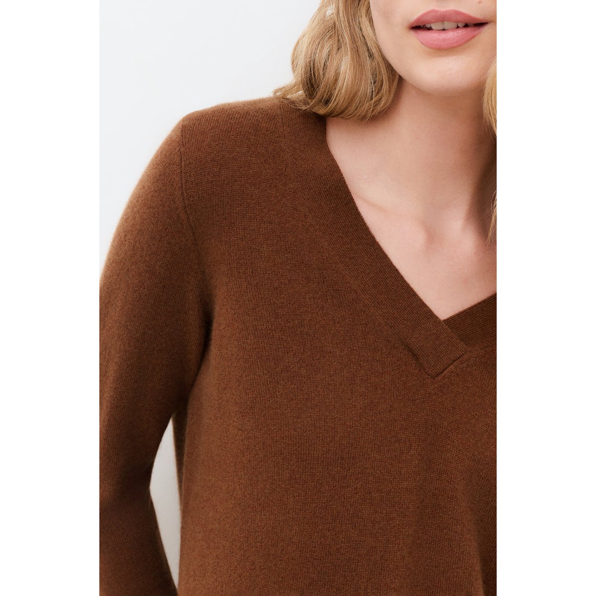 Pull droit cachemire MFRANK marron cognac, CAROLL