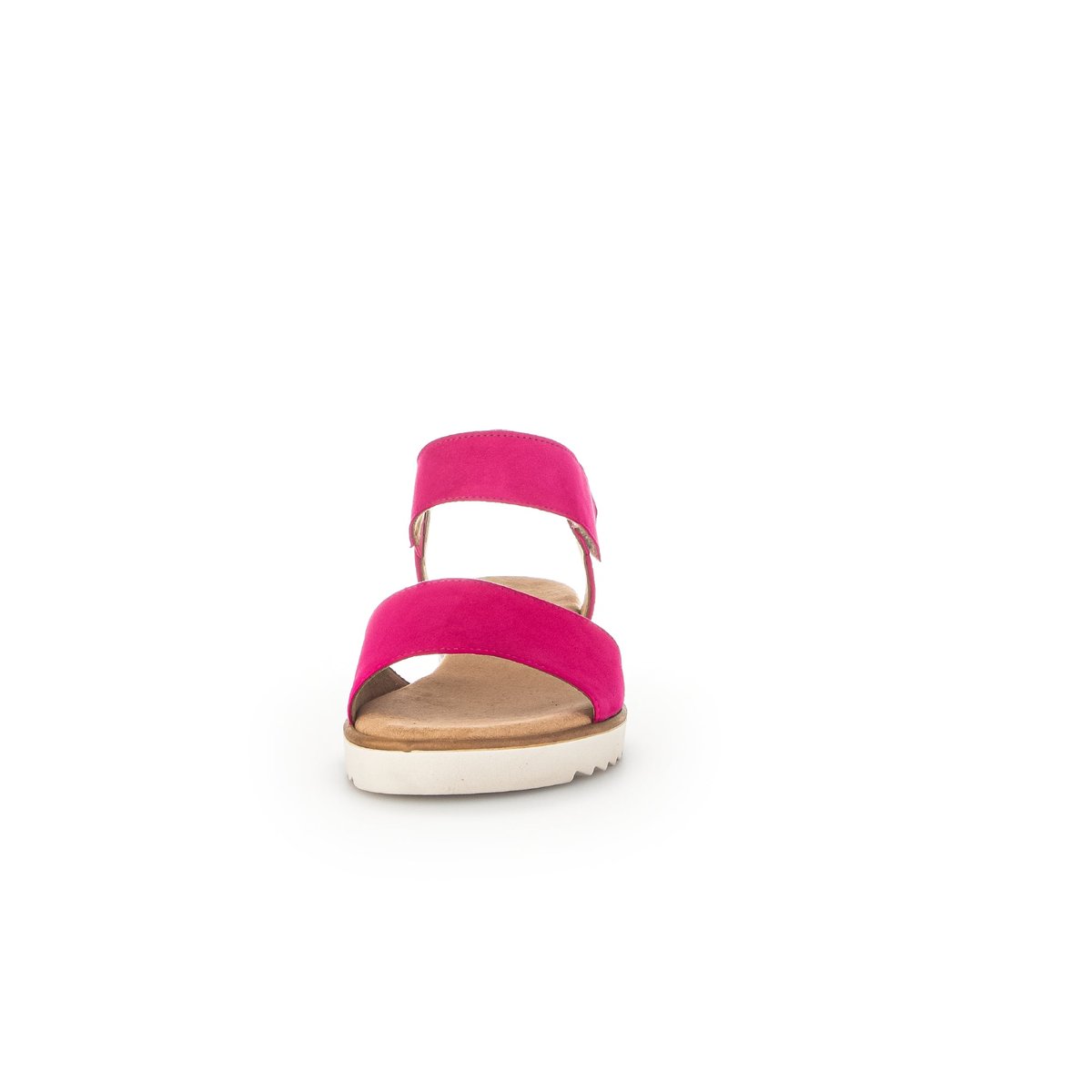 Sandales en cuir lisse à talon compensé recouvert pink velours, GABOR