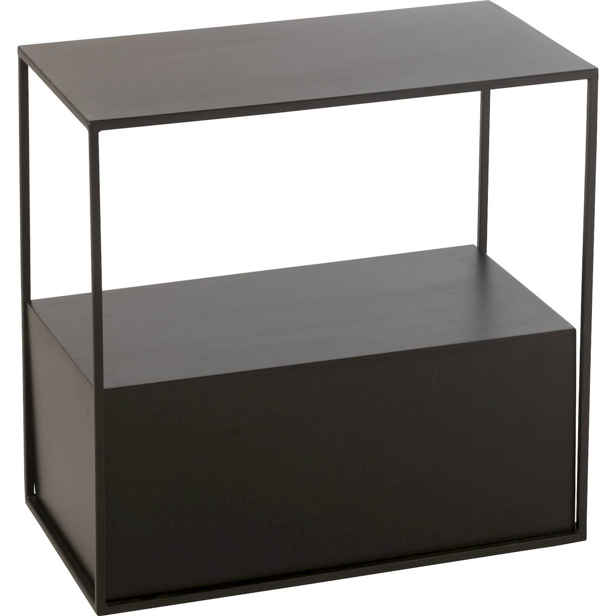 Table de chevet rectangulaire en métal noir profond mat, RECOLLECTION