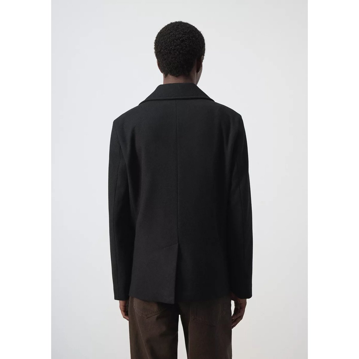 Manteau laine croisé boutons noir, MANGO MAN