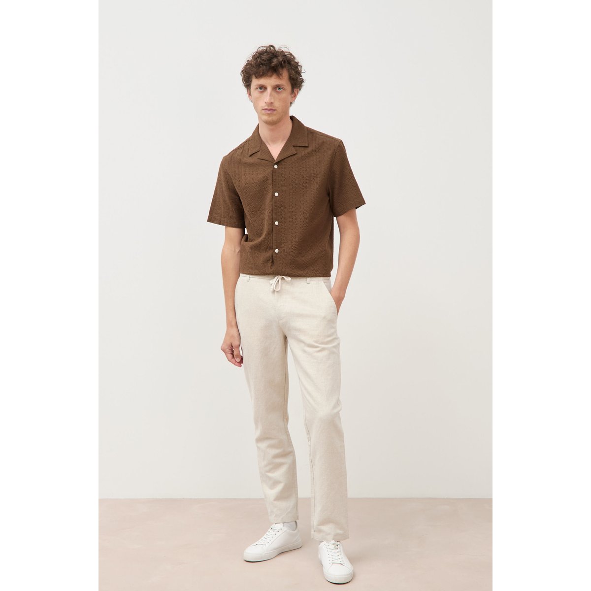 Chino coupe droite longueur 32 ecru, BONOBO