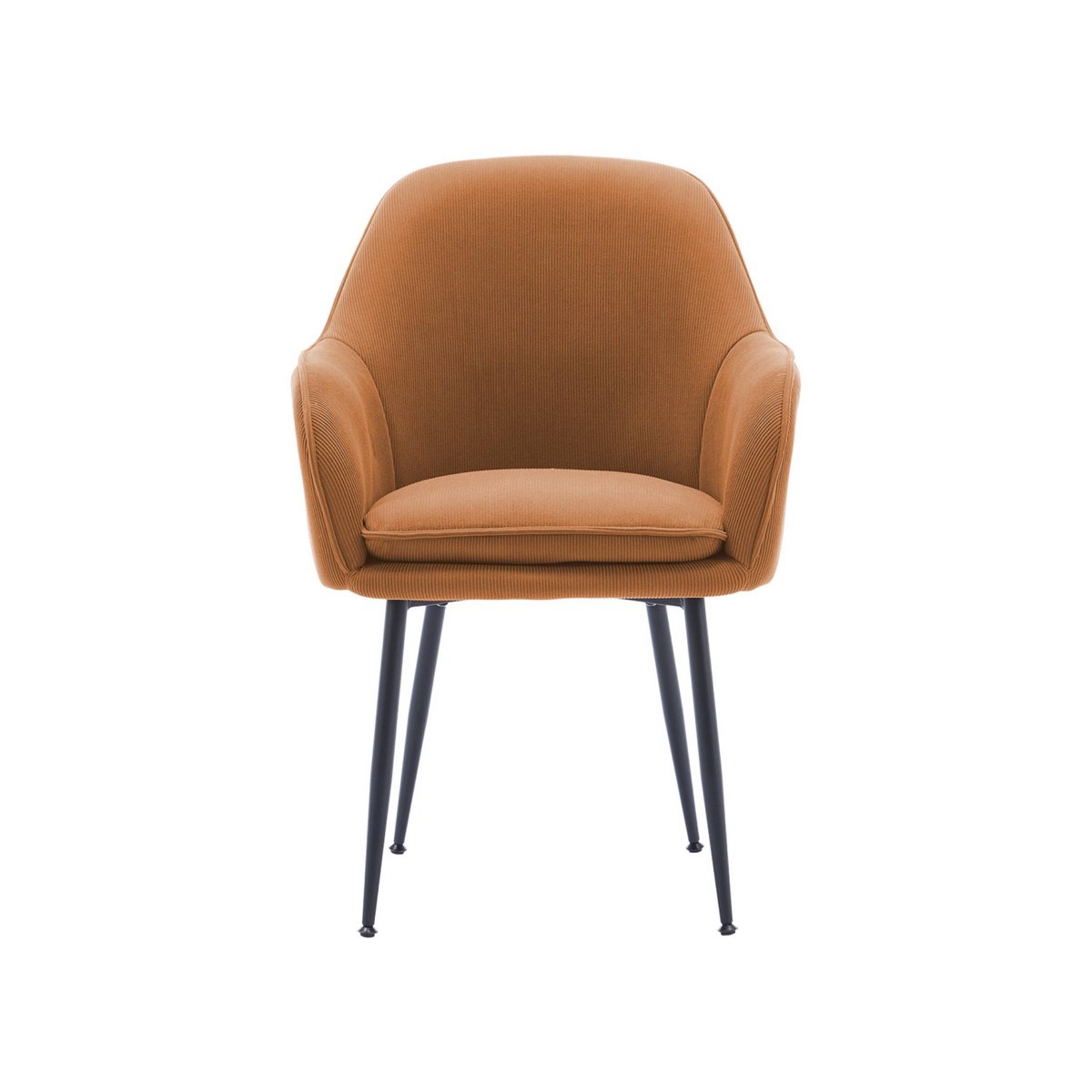 Fauteuil velours côtelé et pieds métal (lot de 2) SHELLA camel, SWEEEK