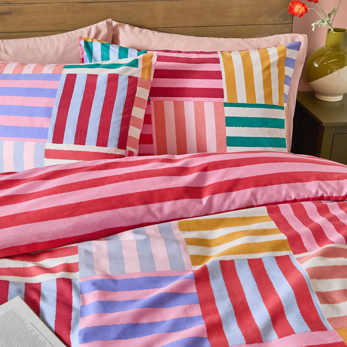 Ana Stripe Reversible Duvet Cover and Pillowcase Set multi-coloured, FURN.