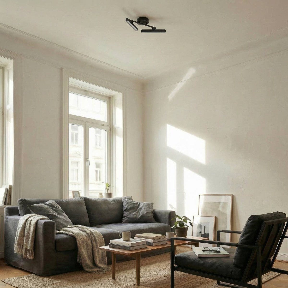 Plafonnier en métal moderneLED, Eldrin noir, LINDBY