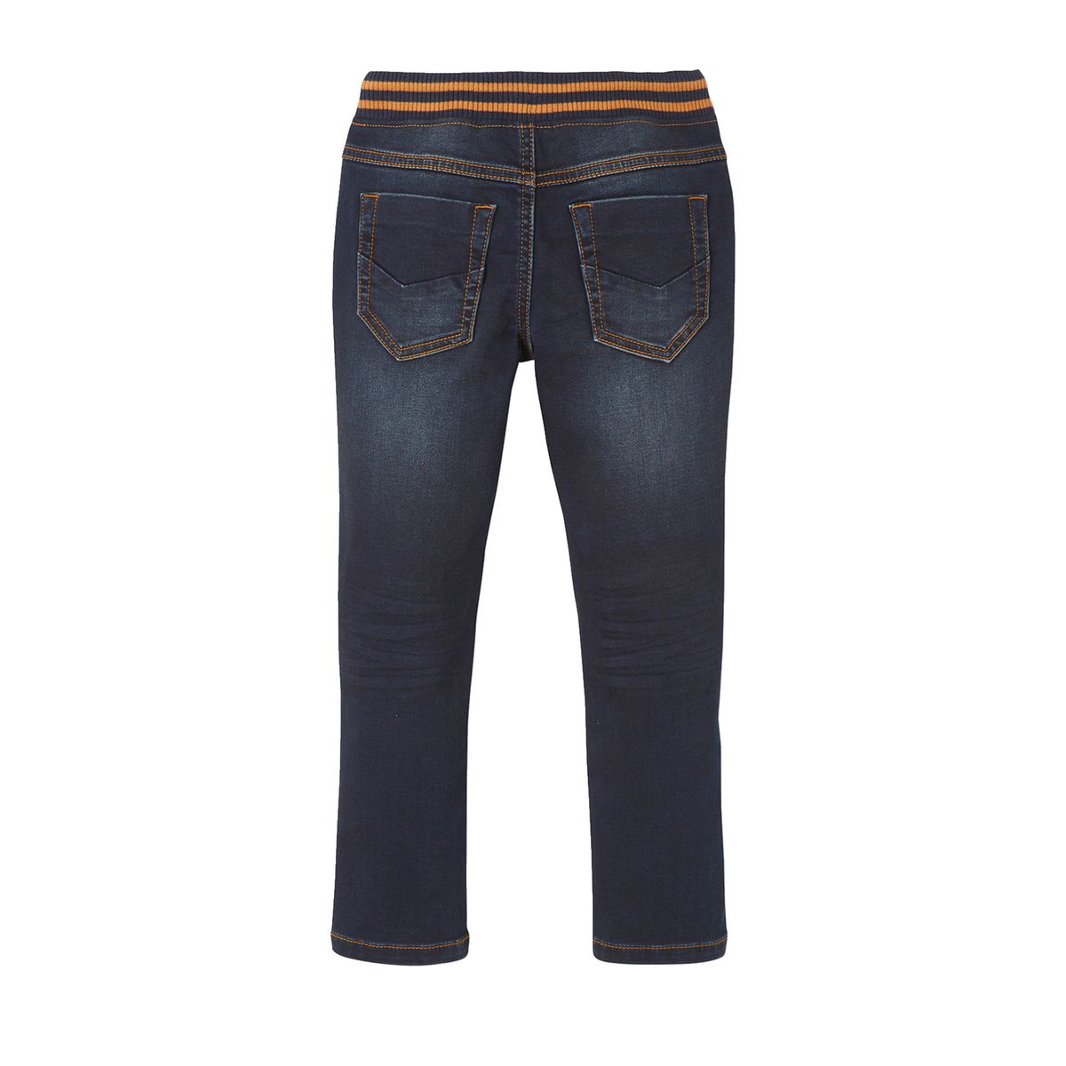 Pantalon droit en molleton effet denim brut fonce, VERTBAUDET