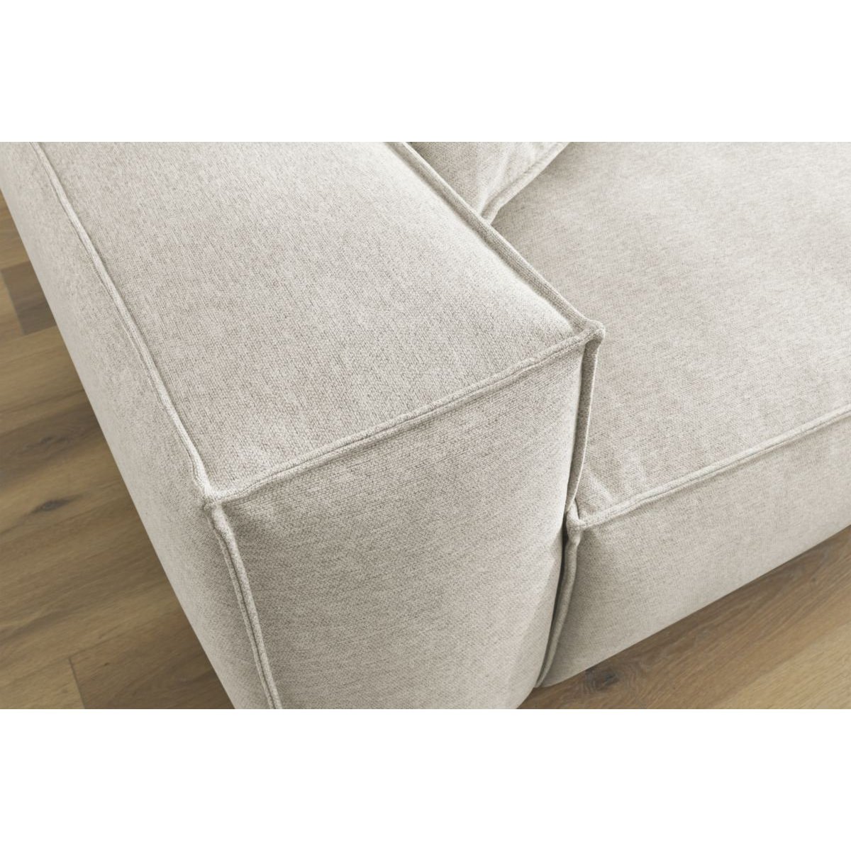 Canapé d'angle fixe 3 places en tissu chiné, BOHEME beige, BOBOCHIC
