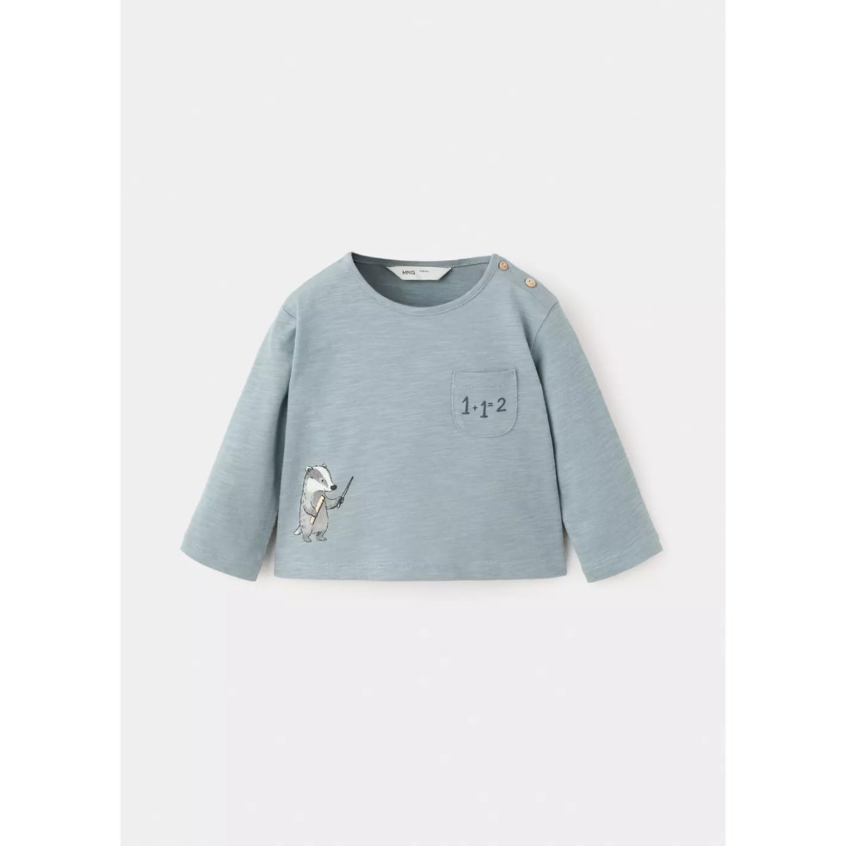 T-shirt détail imprimé bleu, MANGO BABY