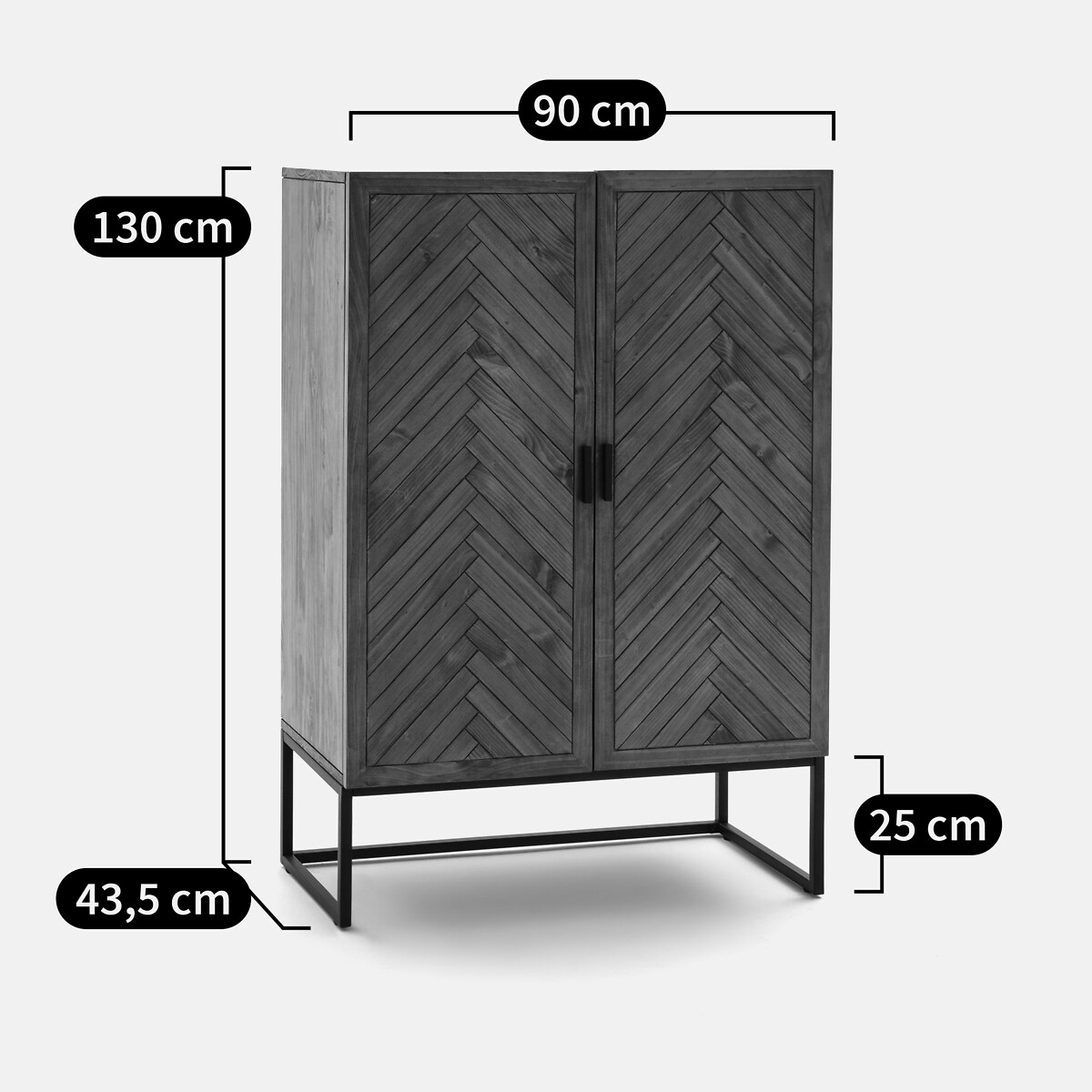 2-deurs dressoir, grenenfineer, Nottingham dennenhout met waslaagje, LA REDOUTE INTERIEURS