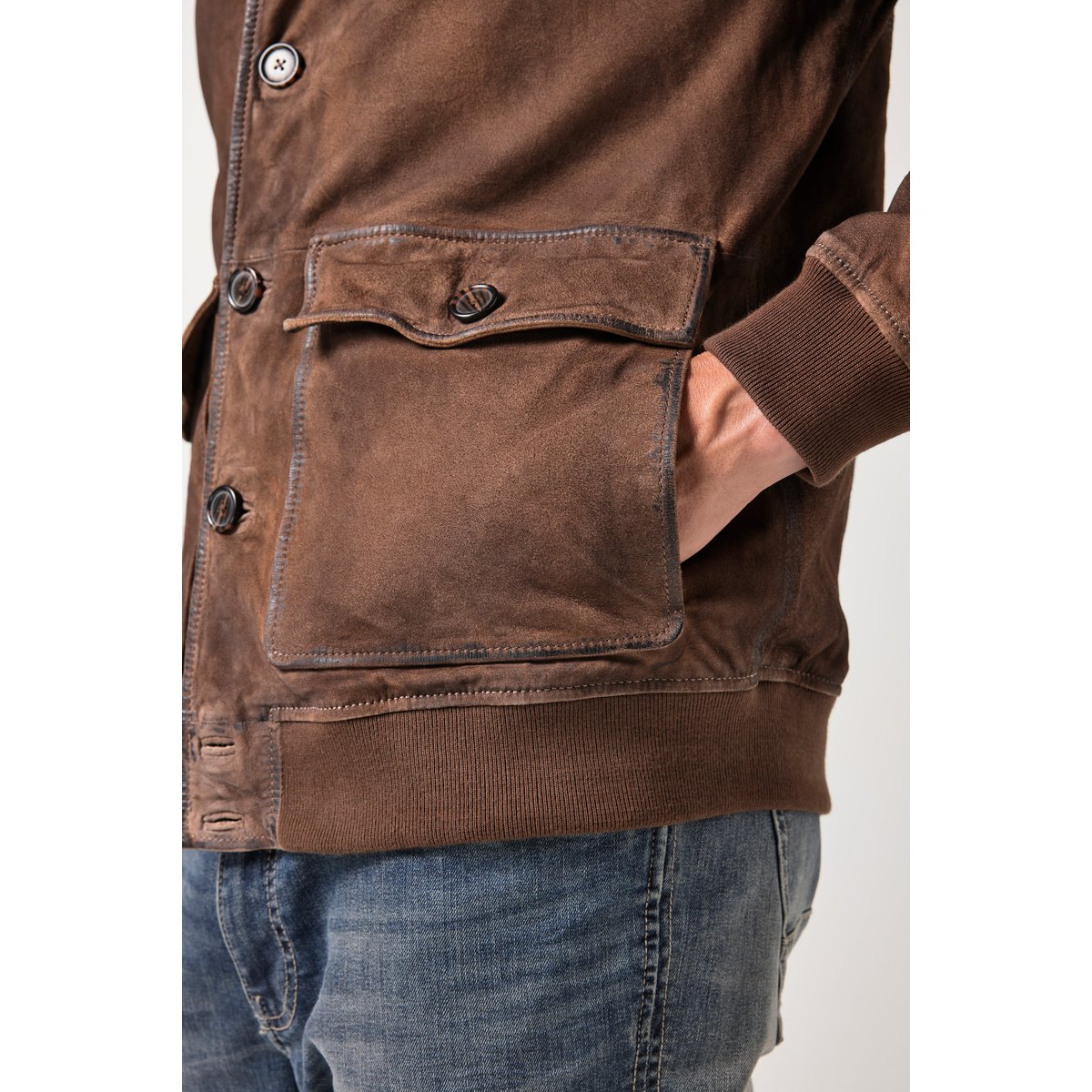 Blouson esprit vintage marron tabac, JP1880