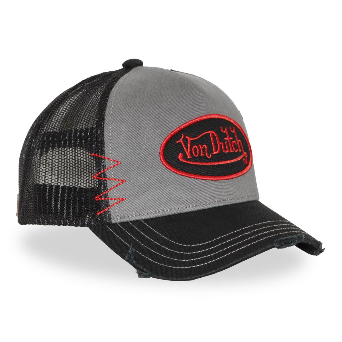 Casquette trucker USED noir/gris/orange, VON DUTCH