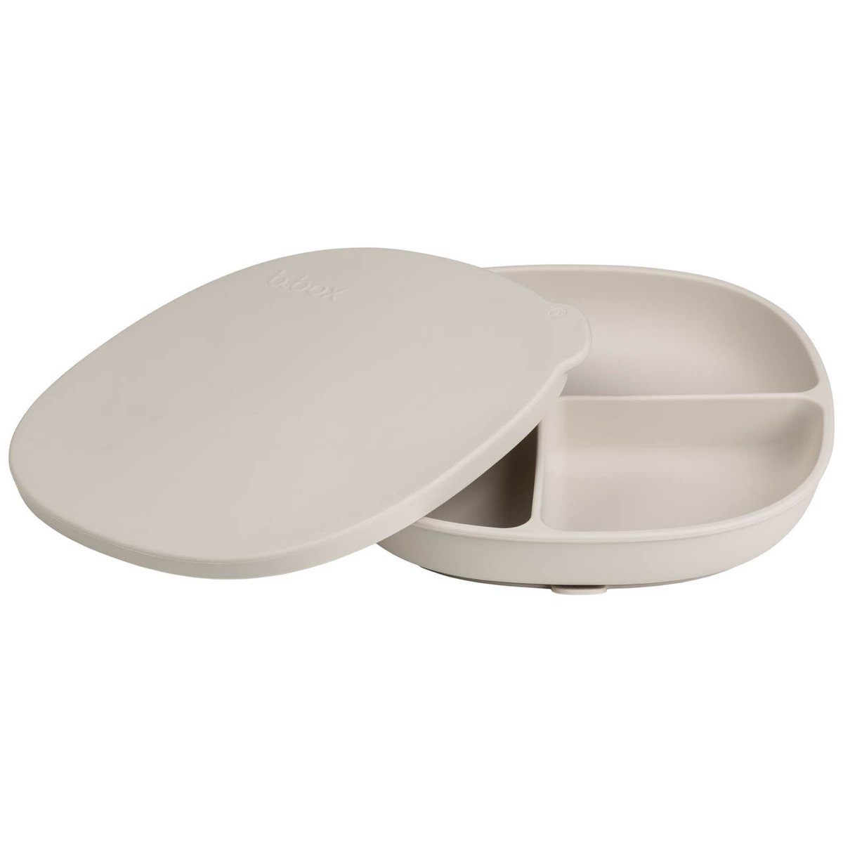 Assiette bébé silicone ventouse avec couvercle beige, B.BOX