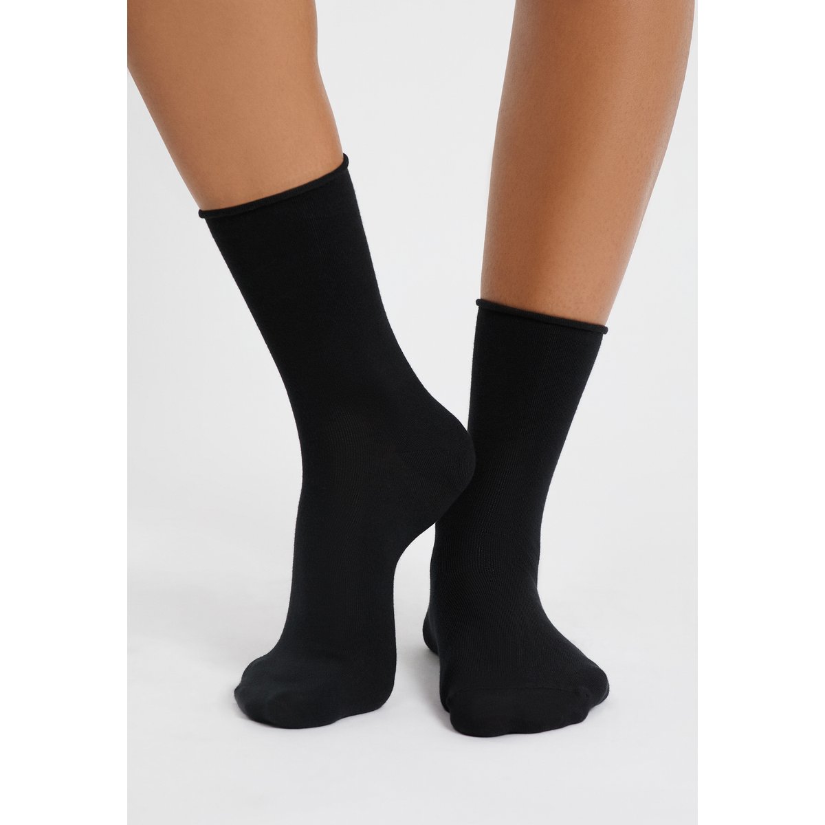 Chaussettes mi-hautes COTON MIDI noir, ETAM