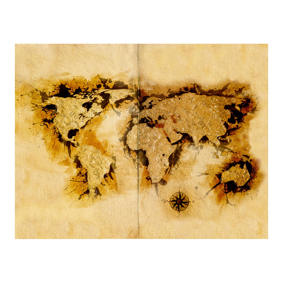 Papier peint intissé panoramique Carte du monde Gold-diggers' map of the World noir, EDEN