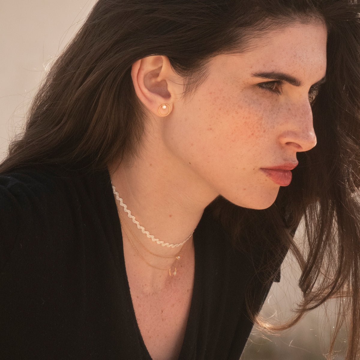 Boucles d'oreilles dorées - sunlight blanc, CAROLINE NAJMAN