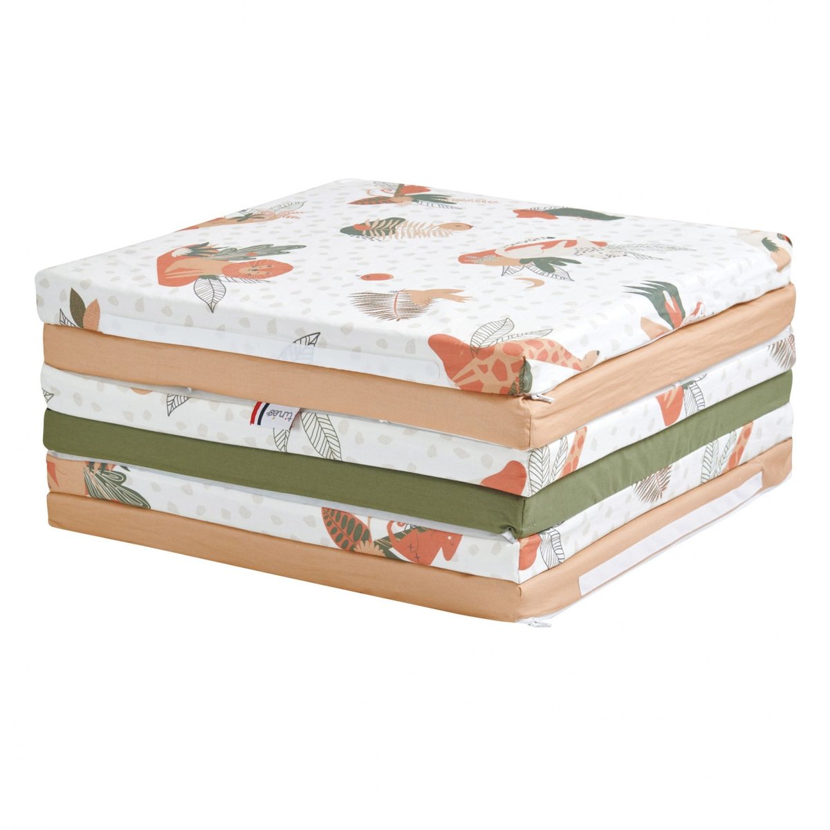 Maxi tapis malin Amazonie orange, vert, blanc, TINEO