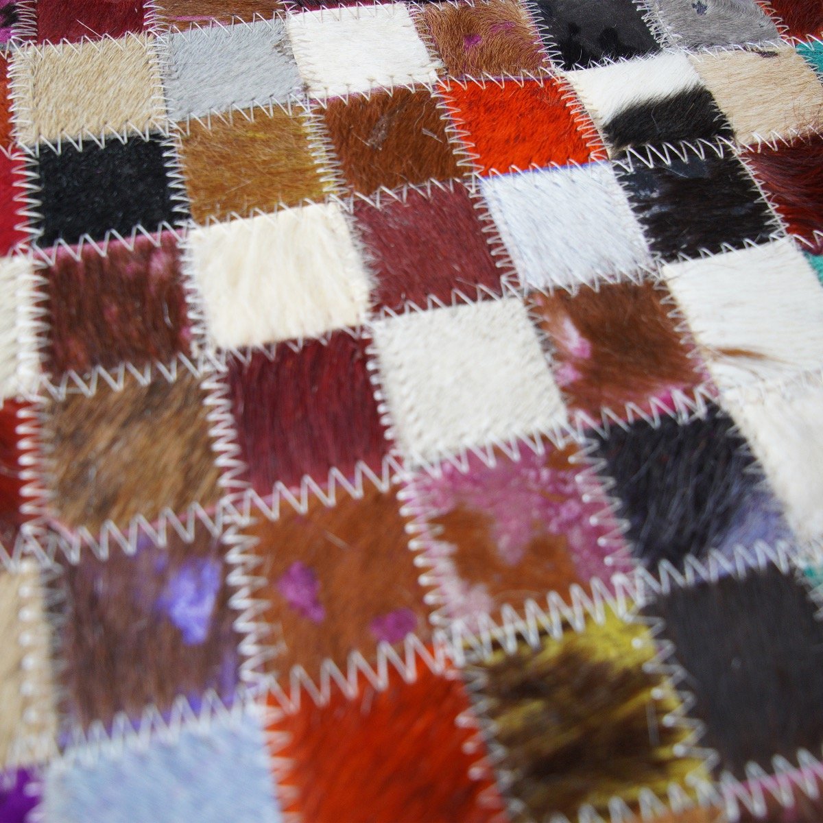 Tapis en cuirs recyclés motif mosaïque  multi CUIR MOZAIQUE COLOR marron, multicolore, THE DECO FACTORY