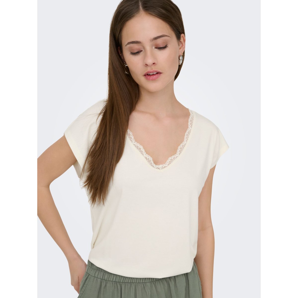T-shirt manches courtes cloud dancer, ONLY