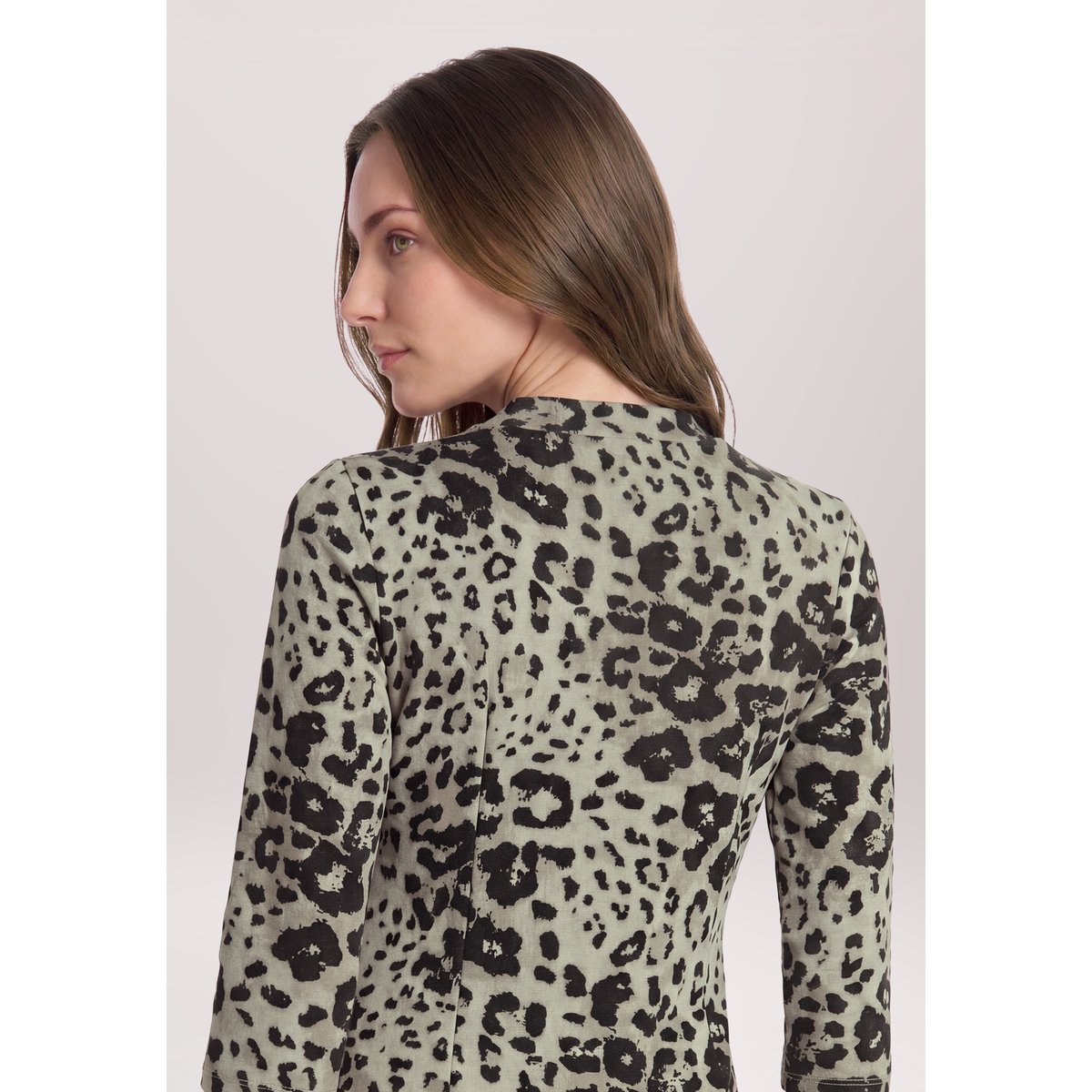 Robe portefeuille à manches 3/4 beige/gris, BETTY BARCLAY