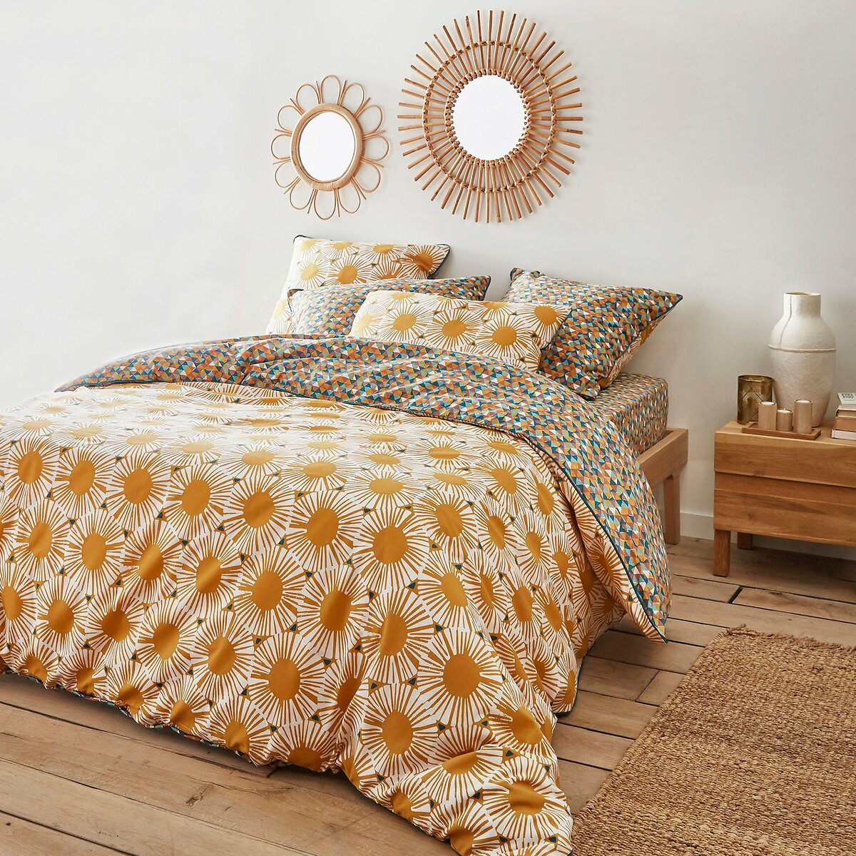 Housse de couette pur coton, Jahia imprimé jaune/bleu, LA REDOUTE INTERIEURS