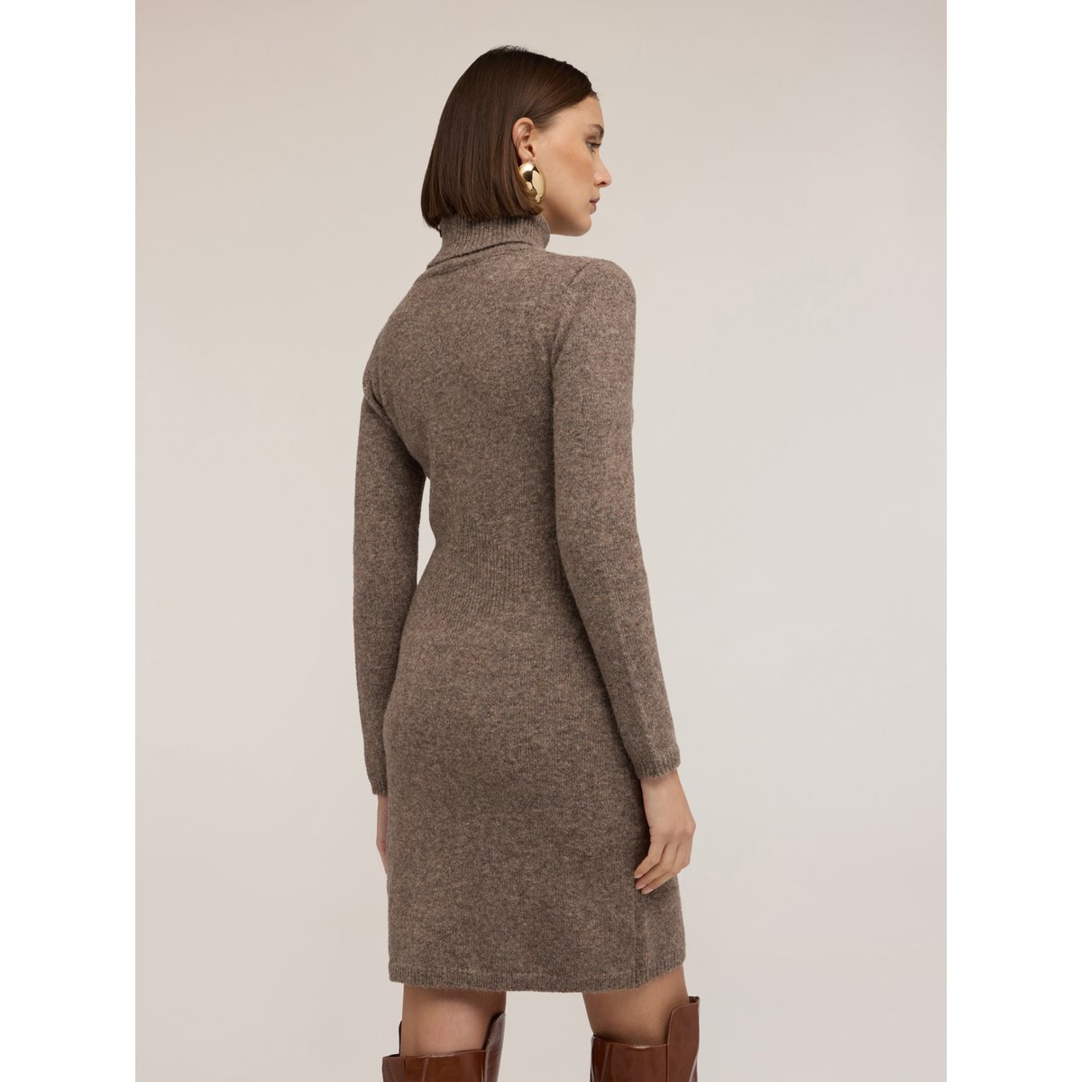 Robe fourreau en maille mélangée laine marron, MOTIVI