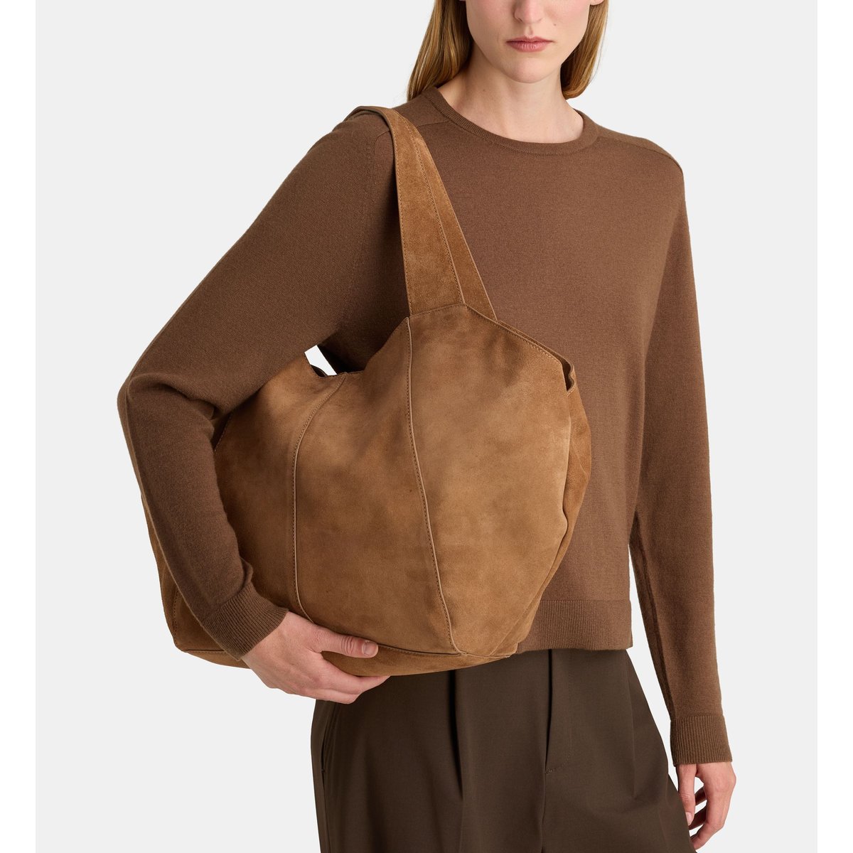 Sac cabas carole en suède camel doré, GALERIES LAFAYETTE