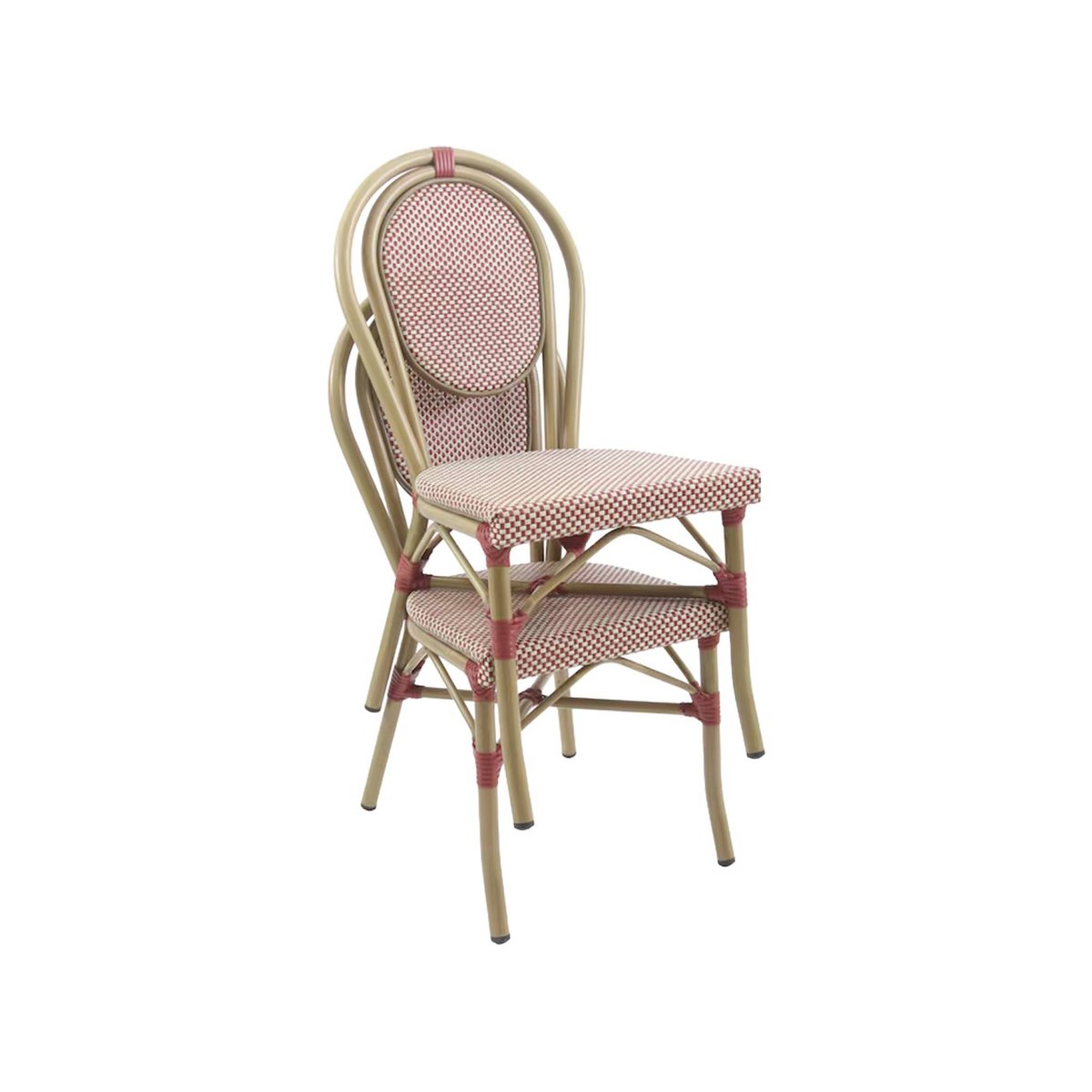 Chaise de terrasse bistrot en textile et aluminium rouge et beige (lot de 2) OPERA rouge, SWEEEK