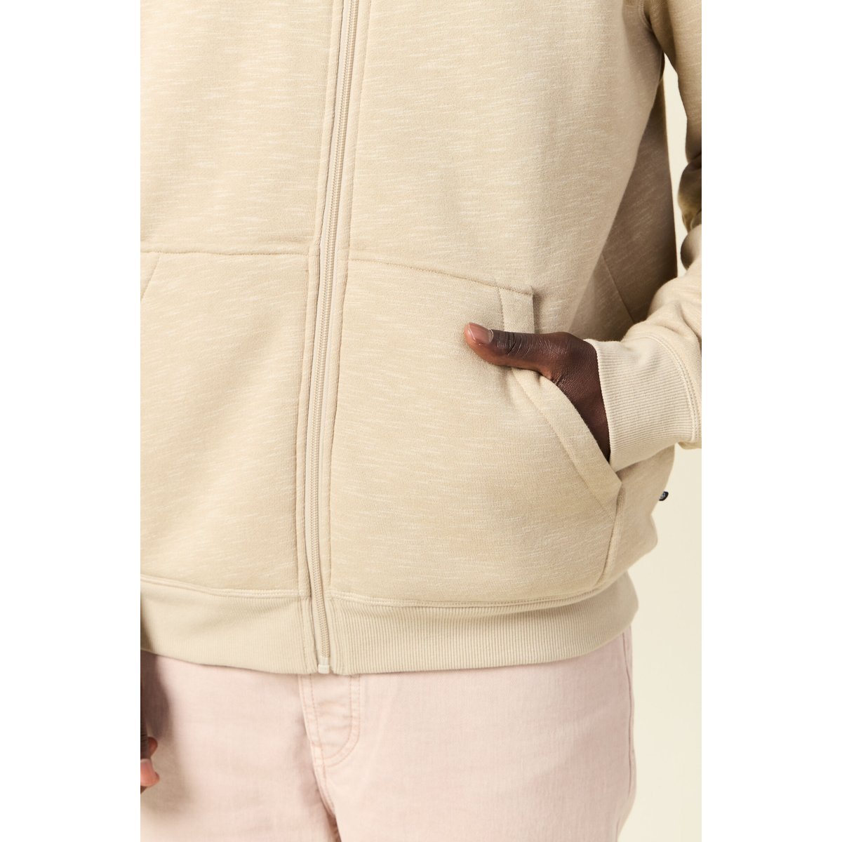 Sweat manches longues zippé beige, BONOBO
