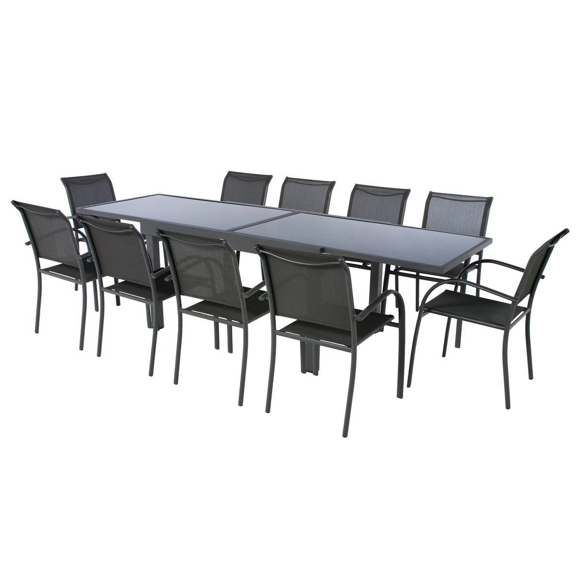 Table de jardin extensible 10 places PIAZZA gris graphite, HESPERIDE