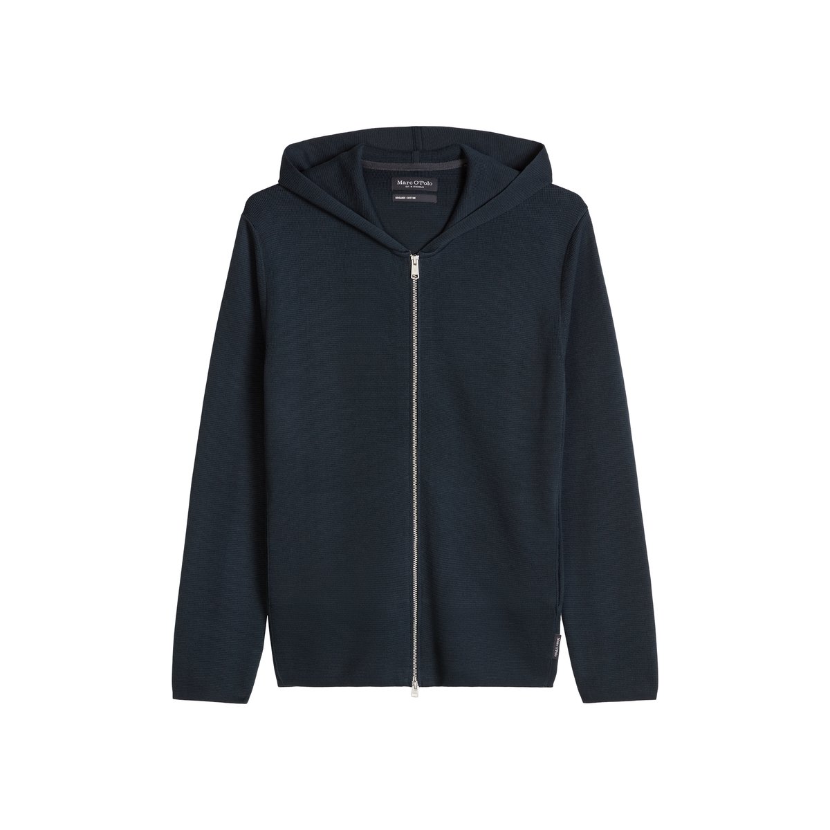 Cardigan à capuche regular en coton biologique certifié bleu, MARC O'POLO