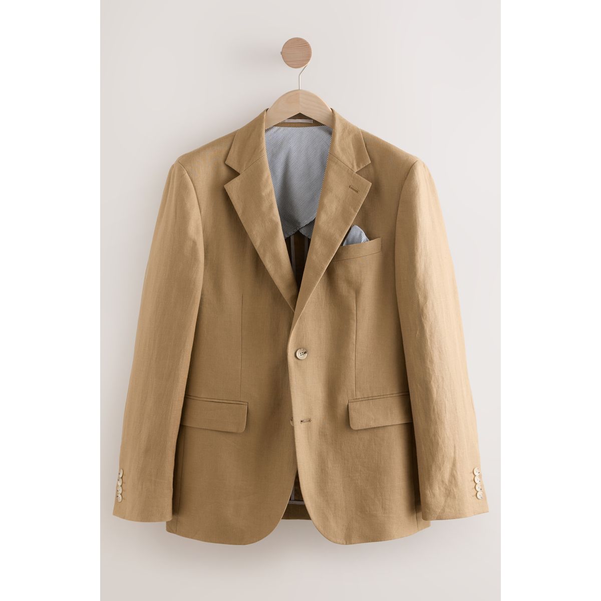 Veste de costume slim en lin grège, NEXT
