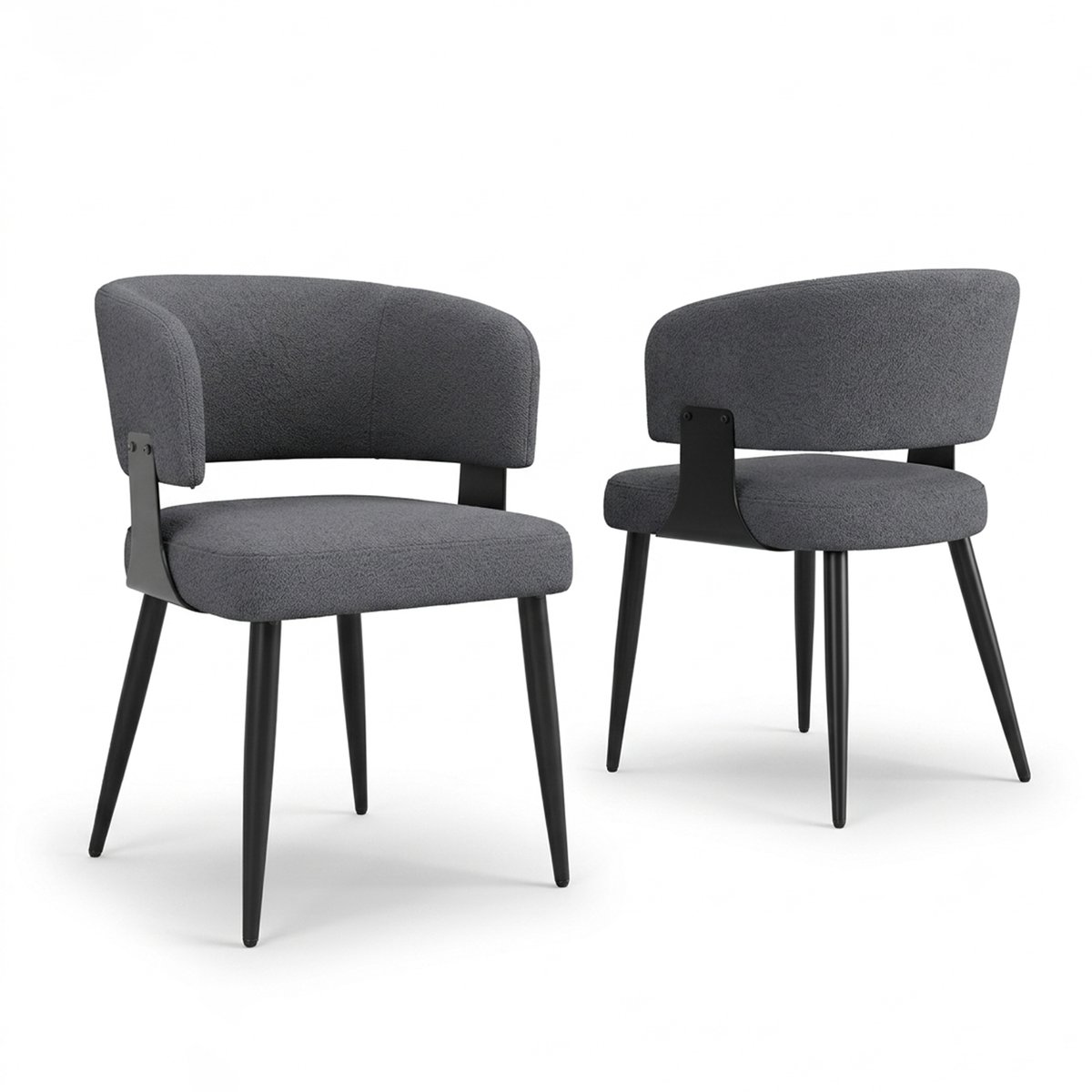 Lot de 2 chaises de salle à manger style industriel en tissu, CASEMI gris, MEUBLES COSY