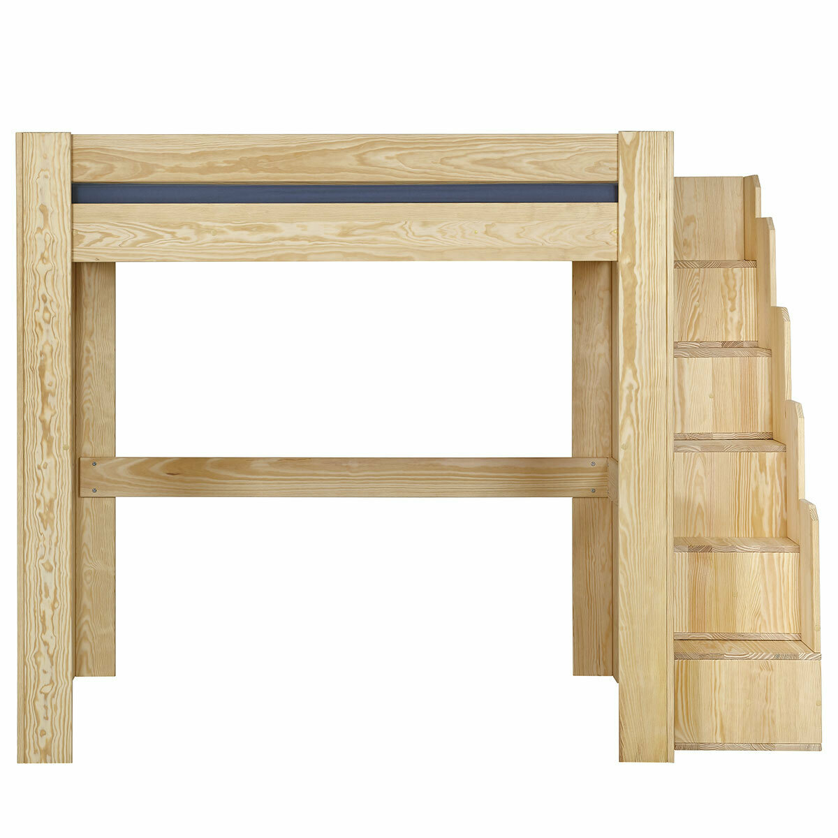 Pack lit mezzanine avec escalier et matelas Bois massif LEX bois naturel, AKITEN RETAIL