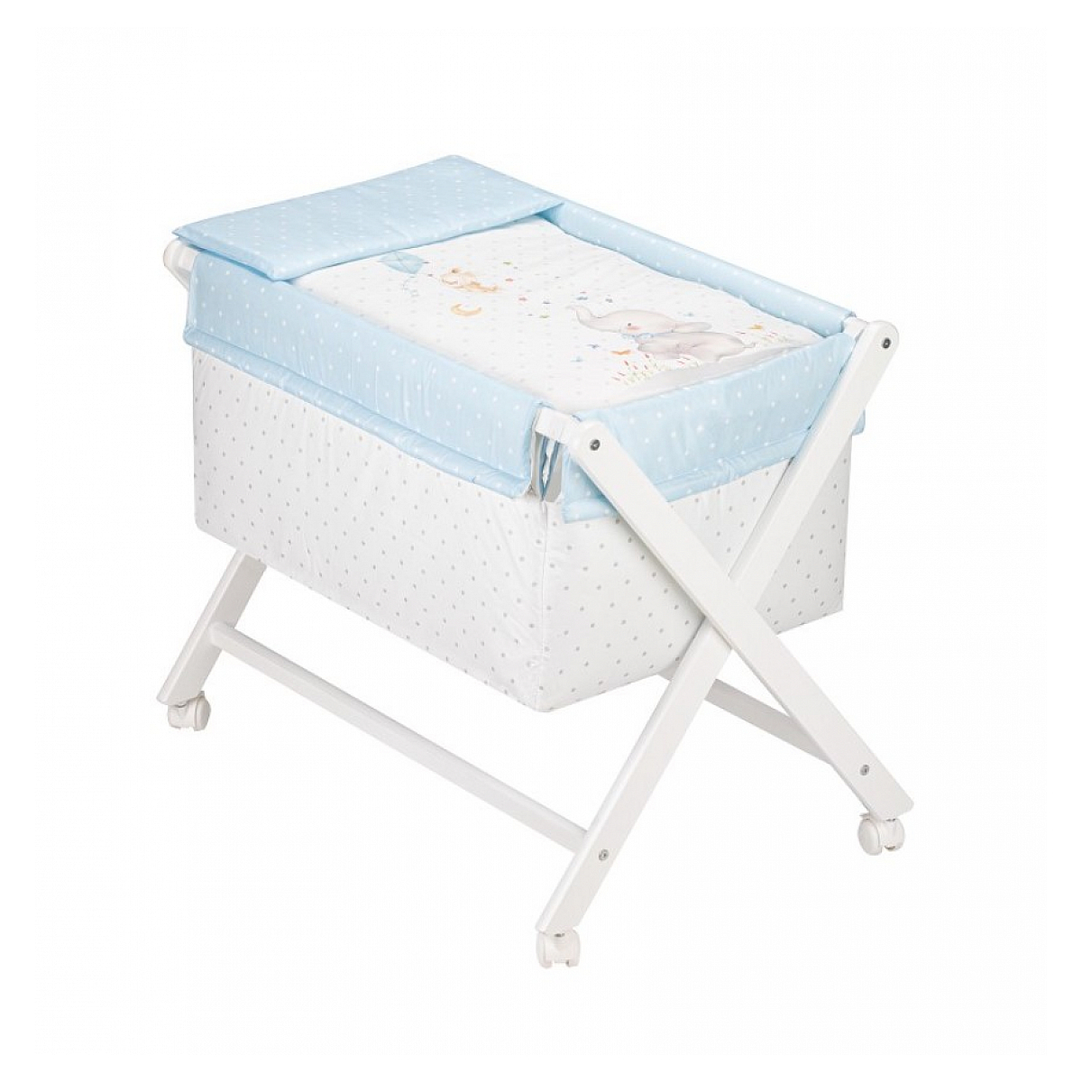 Berceau en Croix- Eléphant- Bleu couleur unique, INTERBABY