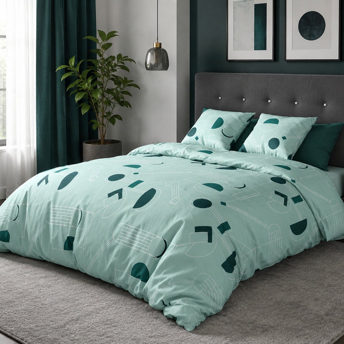Parure housse de couette en microfibre imprimée, Hawak multicolore, C DESIGN HOME TEXTILE