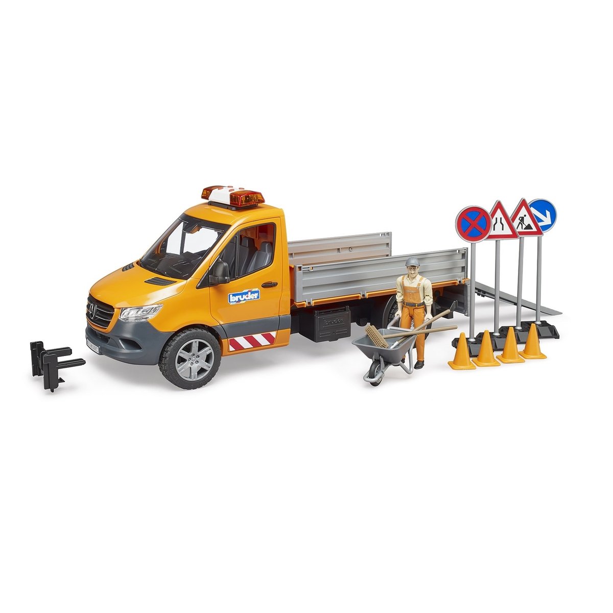 Camion municipal Mercedes Benz Sprinter avec conducteur, accessoires et module son et lumière multicolore, BRUDER
