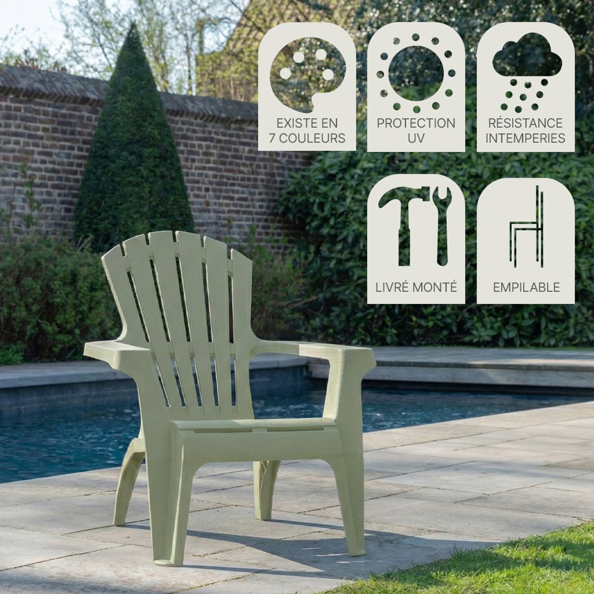 Lot de 2 fauteuils ADIRONDACK vert, WILSA GARDEN