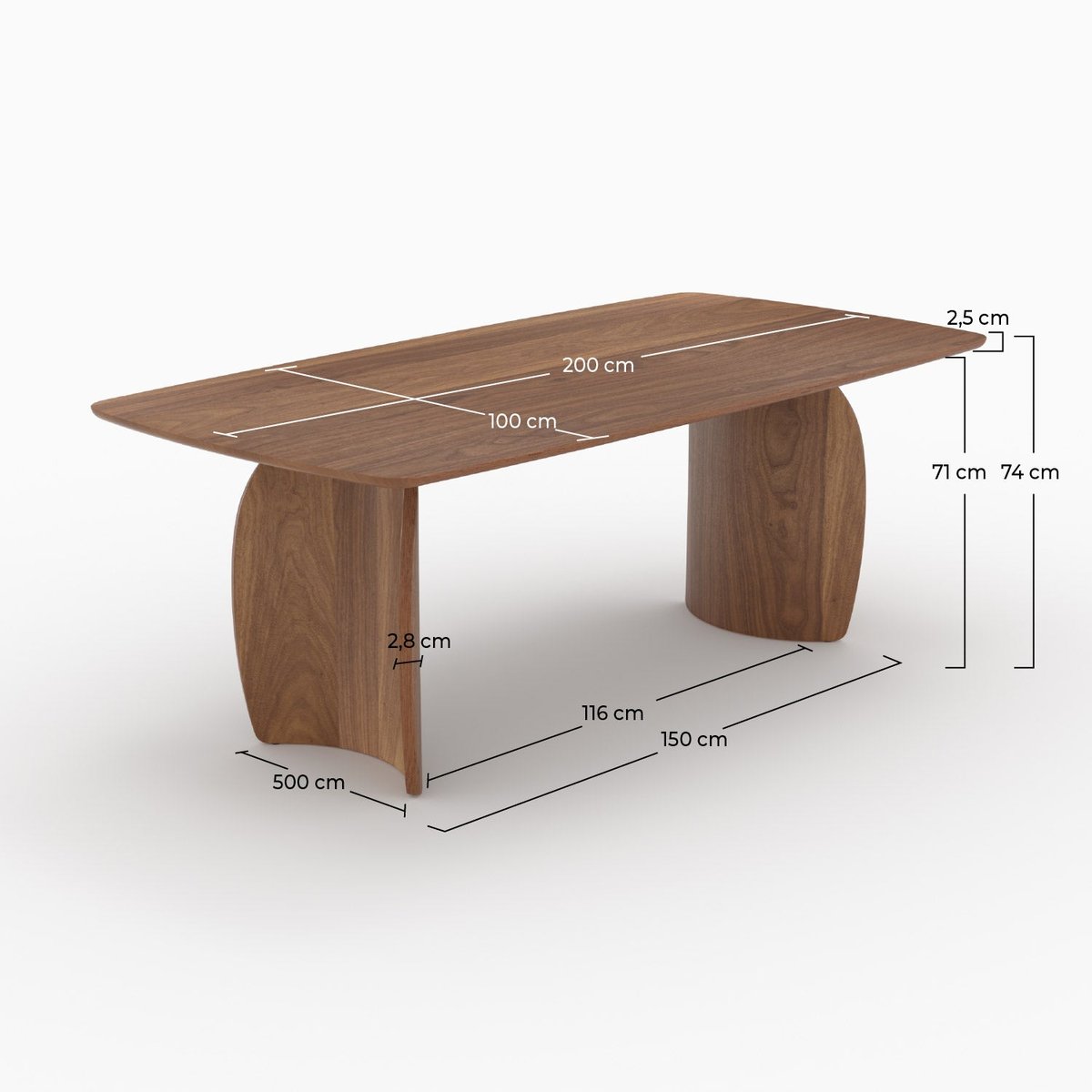 Table rectangulaire 6 places en bois contreplaqué et placage en noyer - ASMA marron foncé, MAISON PAVANE