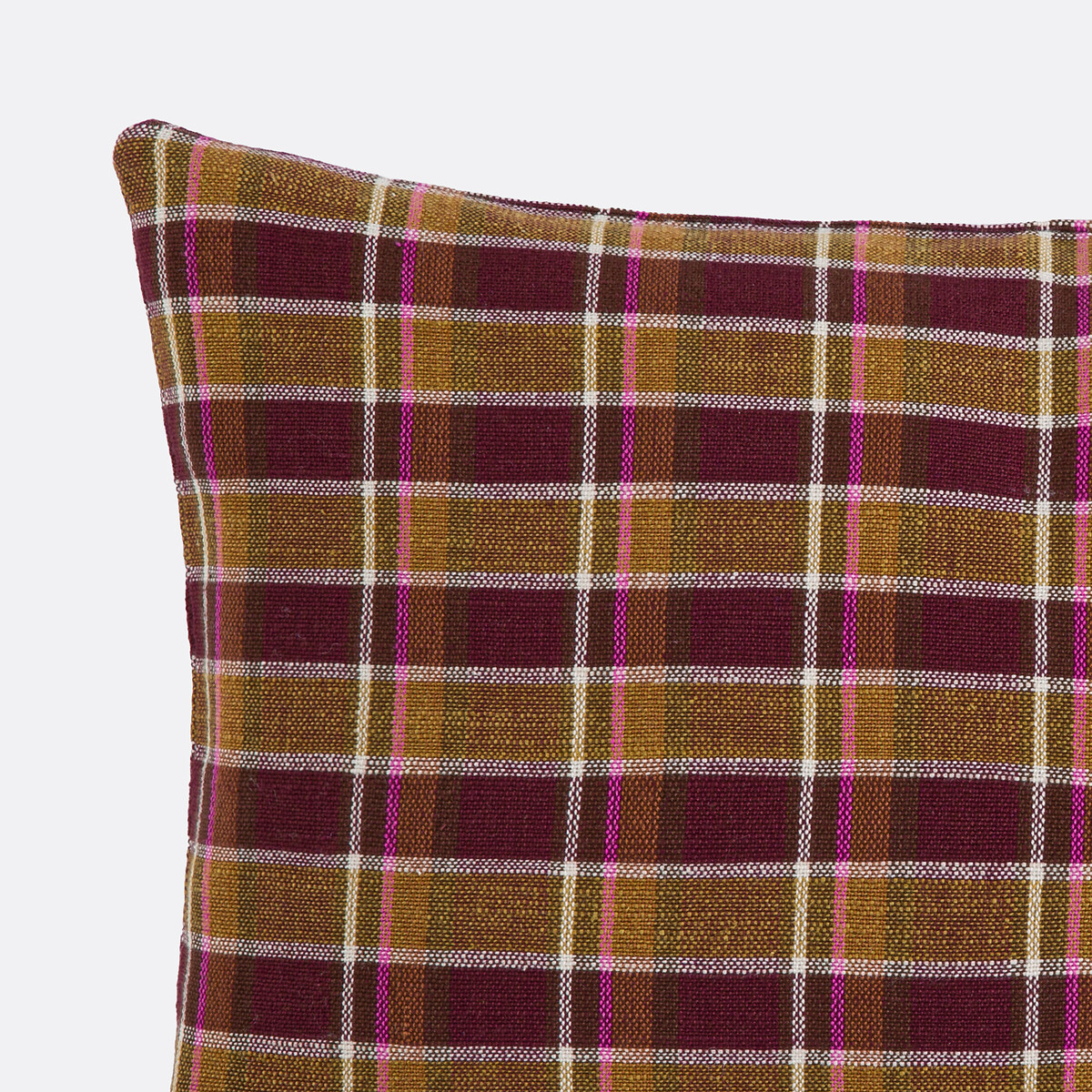 Housse de coussin rectangulaire en coton, imprimé écossais, OSWALD carreaux bordeaux, LA REDOUTE INTERIEURS