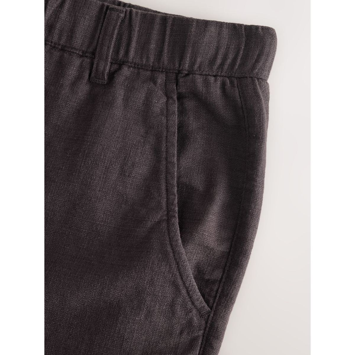 Pantalon texturé en lin avec taille élastique marron, NEXT