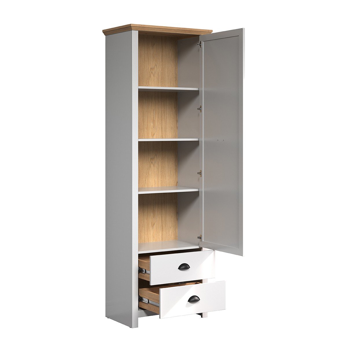 Armoire d'entrée 1 porte et 2 tiroirs L65 cm - LANDSIDE gris clair, CALICOSY