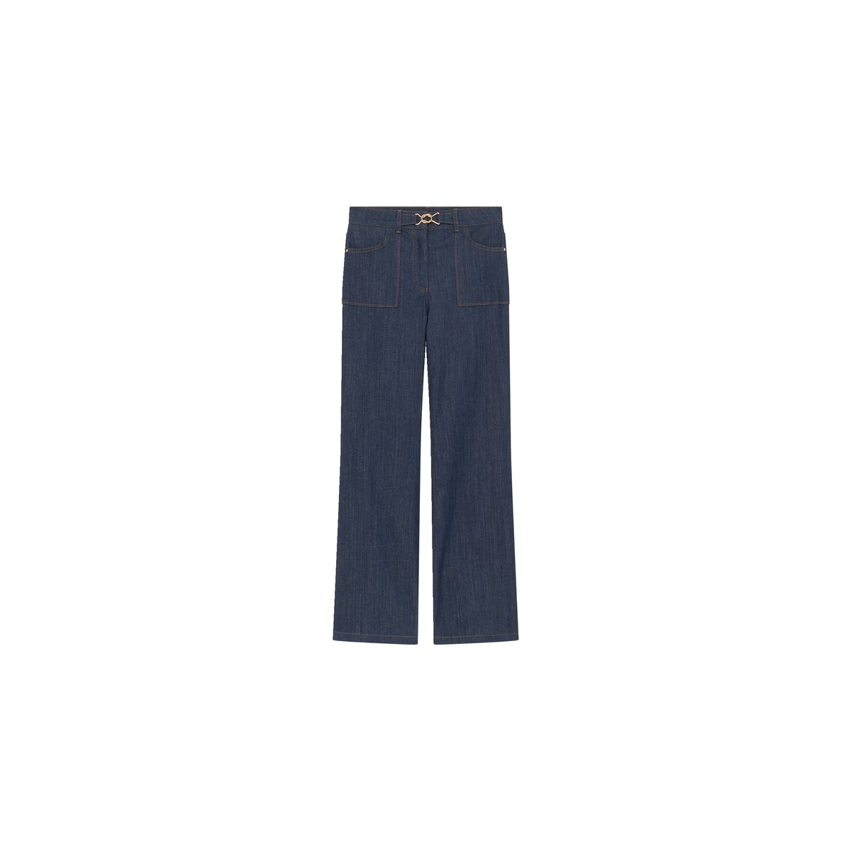 Pantalon flare ceinturé POESIE denim brut, CAROLL