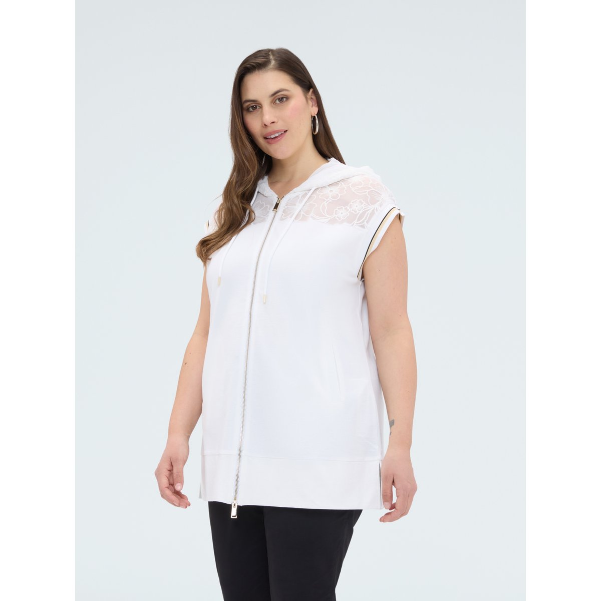 Sweat gilet à capuche blanc, FIORELLA RUBINO