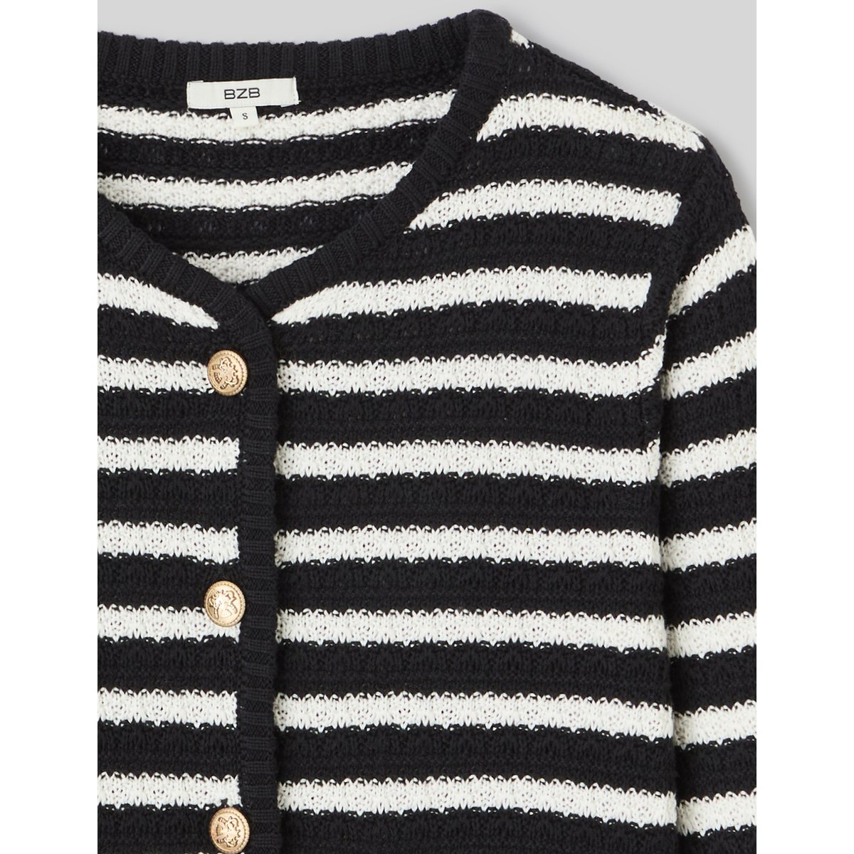 Gilet boutonné rayé noir, BZB