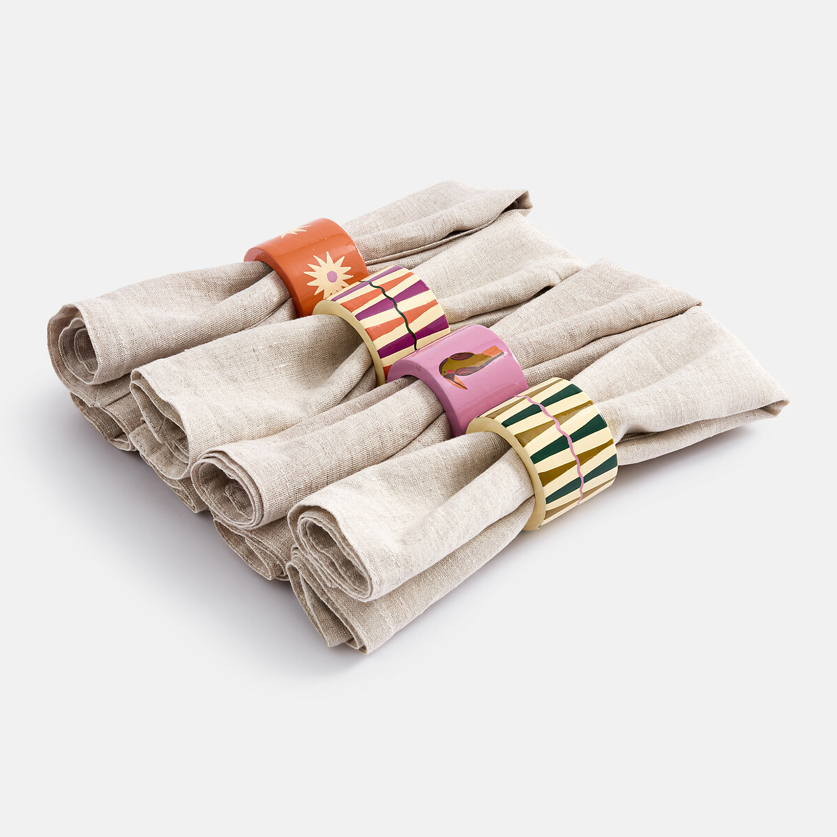 Lote de 4 servilleteros de madera de mango estampados, FILASI multicolor, LA REDOUTE INTERIEURS