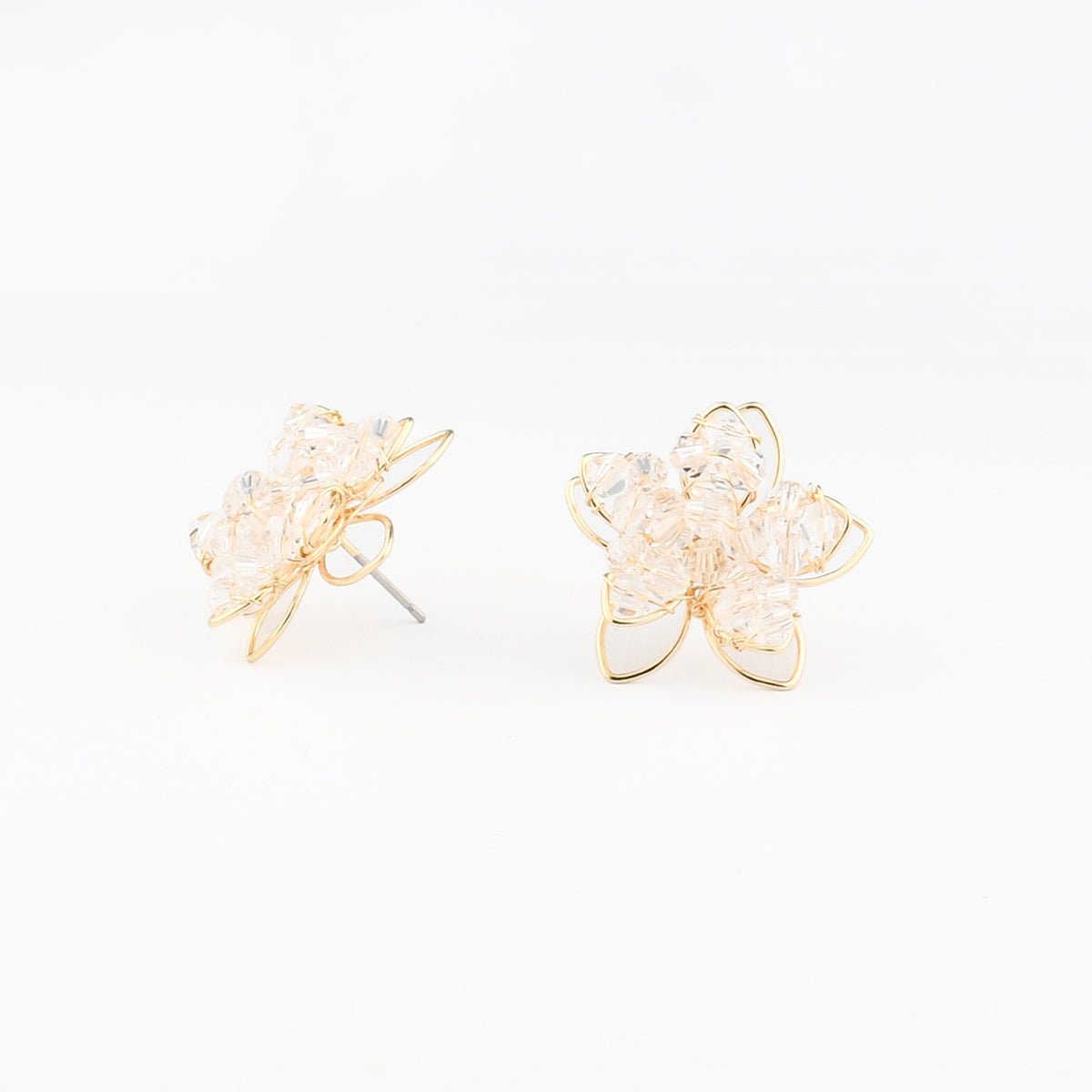 Boucles d'oreilles fleur perles facettées doré, BALABOOSTE