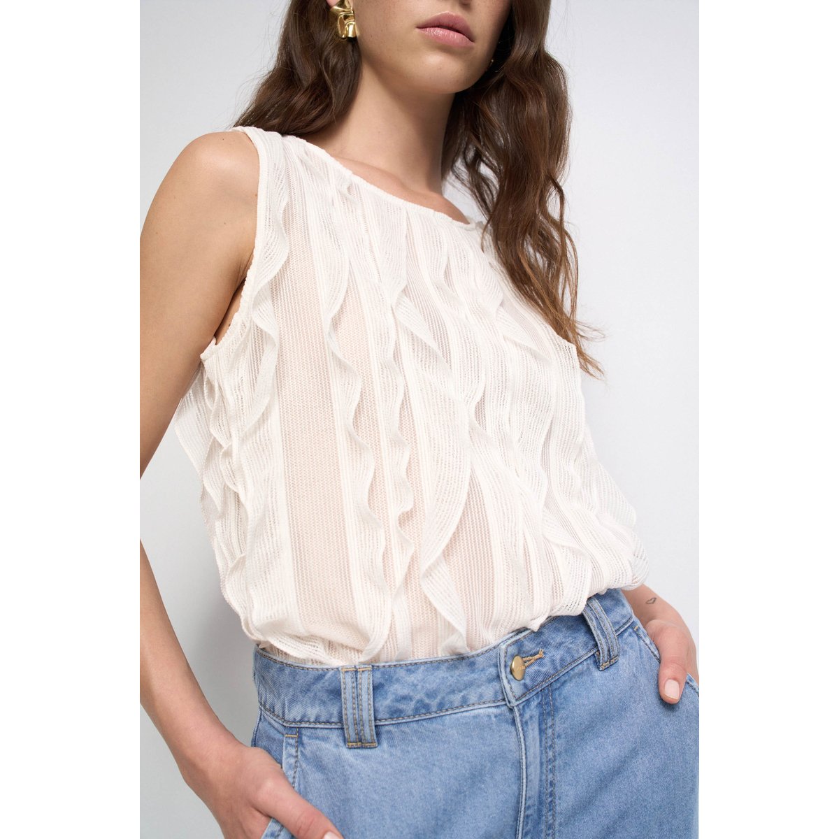 TOP AVEC FEUILLES rouge, SALSA JEANS