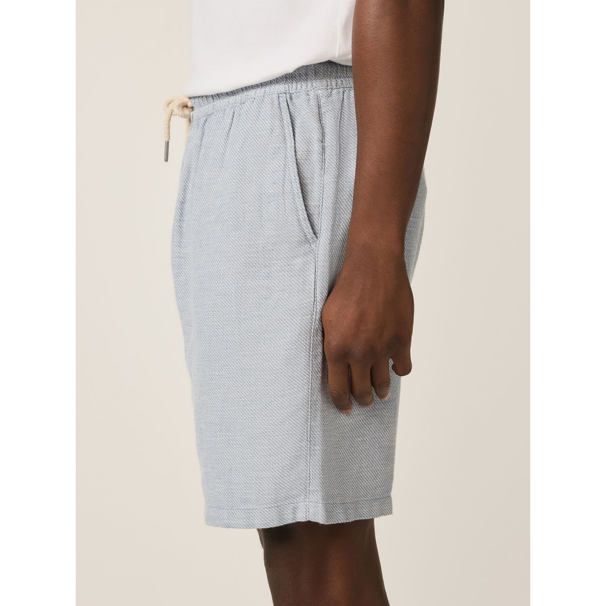 Short en lin mélangé à taille élastique bleu, NEXT