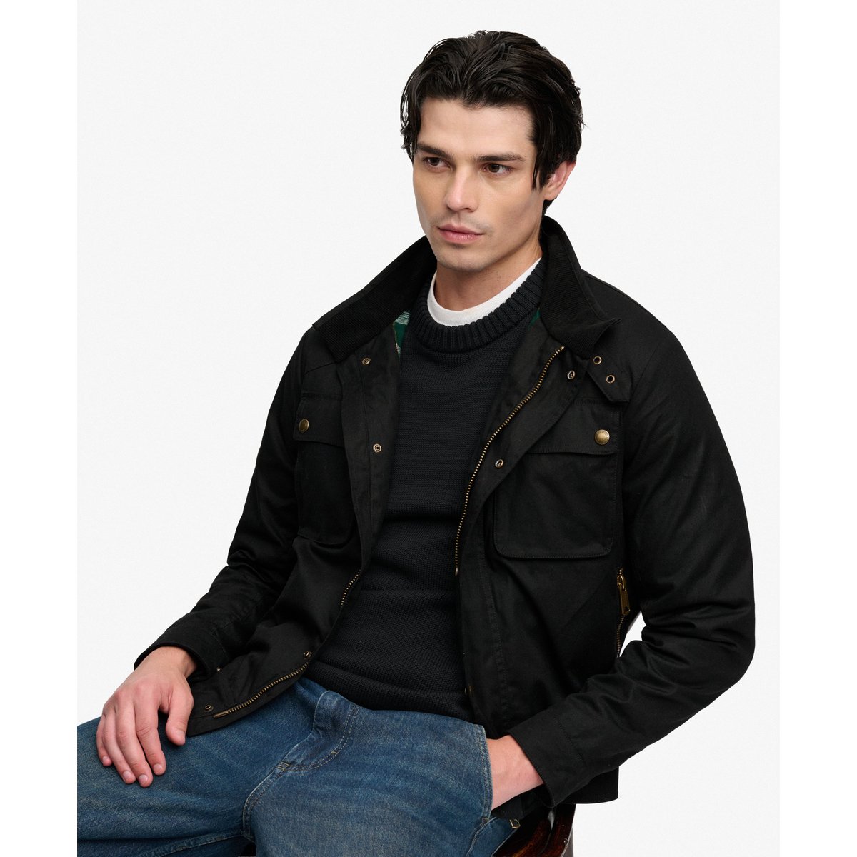 Veste Racer Cirée Courte noir carbone, SUPERDRY
