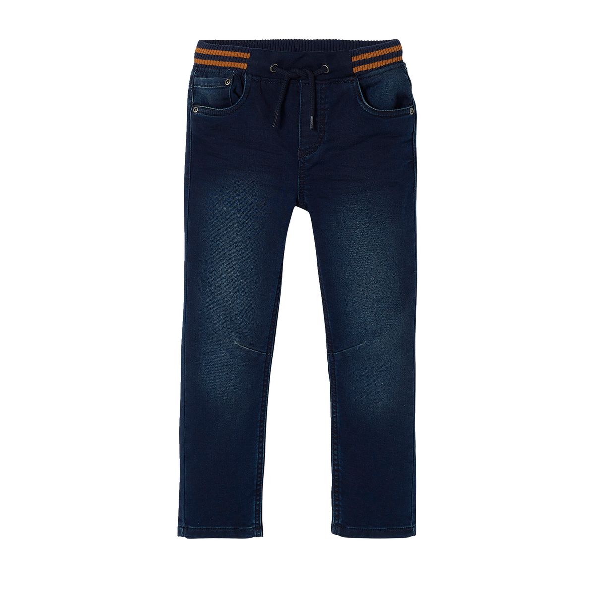 Pantalon droit en molleton effet denim brut fonce, VERTBAUDET